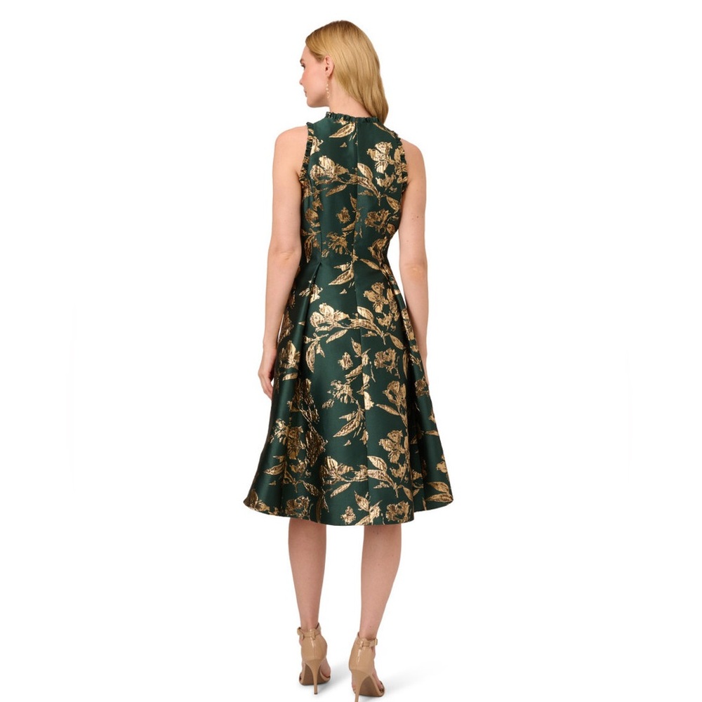 Adrianna Papell Women's Ruffled Metallic Jacquard Dress - Picture 2 of 5